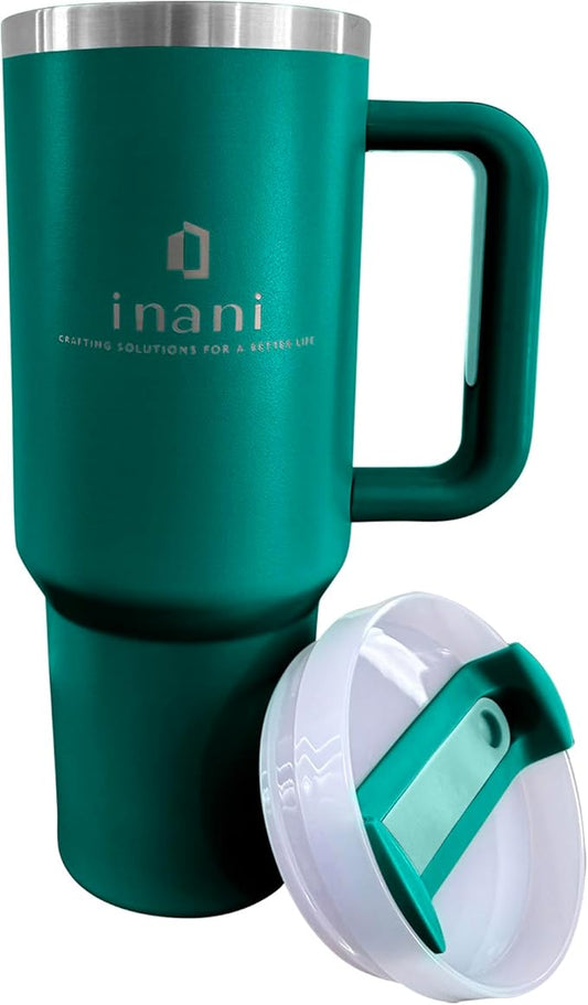 inani 40oz Tumbler With Handle And Straw, Insulated Travel Cup, Leak-Resistant, Spill-Proof Lid, Dishwasher Safe, BPA-Free, Double-Wall Insulated Premium Mug For Hot Or Iced Beverage, Aspen Green