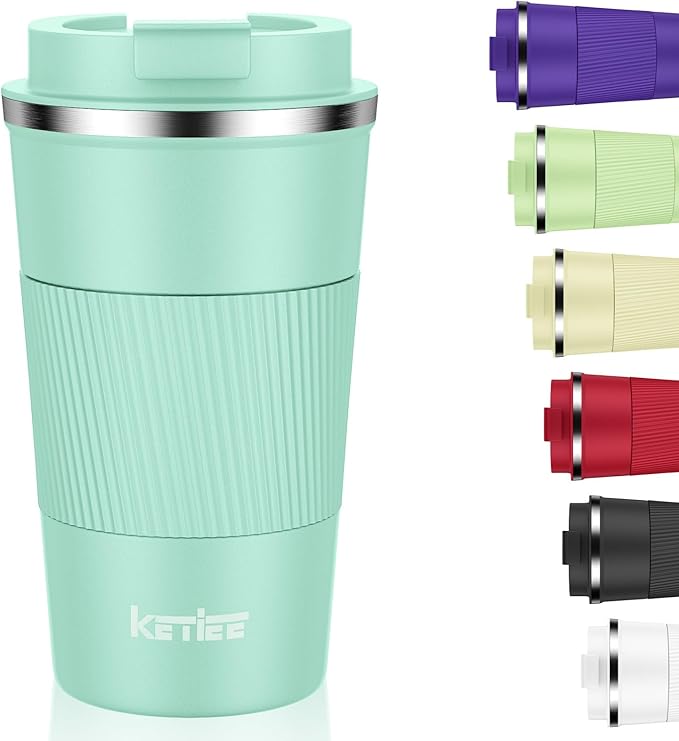 KETIEE 12oz Coffee Mug: Vacuum Insulated Coffee Cup with Leakproof Lid, Travel Coffee Mug Stainless Steel Double Walled Reusable Coffee Cup for Hot and Cold Water Coffee