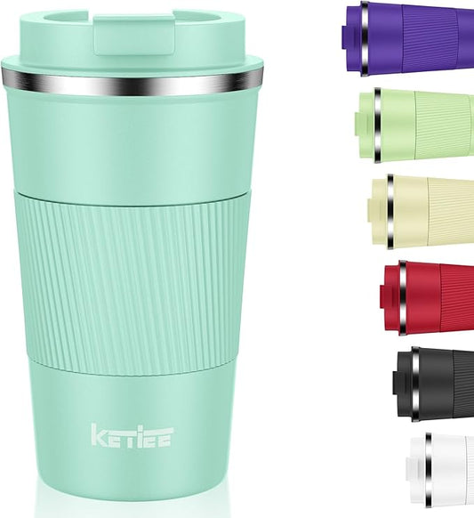 KETIEE 12oz Coffee Mug: Vacuum Insulated Coffee Cup with Leakproof Lid, Travel Coffee Mug Stainless Steel Double Walled Reusable Coffee Cup for Hot and Cold Water Coffee