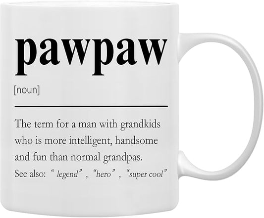 QASHWEY Pawpaw Mug, GrandpaPawpaw Gifts from Grandkids Coffee Mug, Grandpa Paw Paw Gifts Mugs, Fathers Day Christmas Mugs Tea Cup Gift for PawpawGrandpa, Pawpaw Definition Coffee Cups Ceramic 11oz