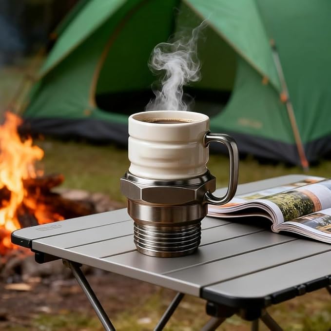 Spark Plug Mug, Creative Ceramic Coffee Cup Shaped Like Engine Spark Plug, Unique Novelty Auto Mechanic Gift for Car Lovers, Funny Hot Beverage Tea Cup with Handle(2pcs)