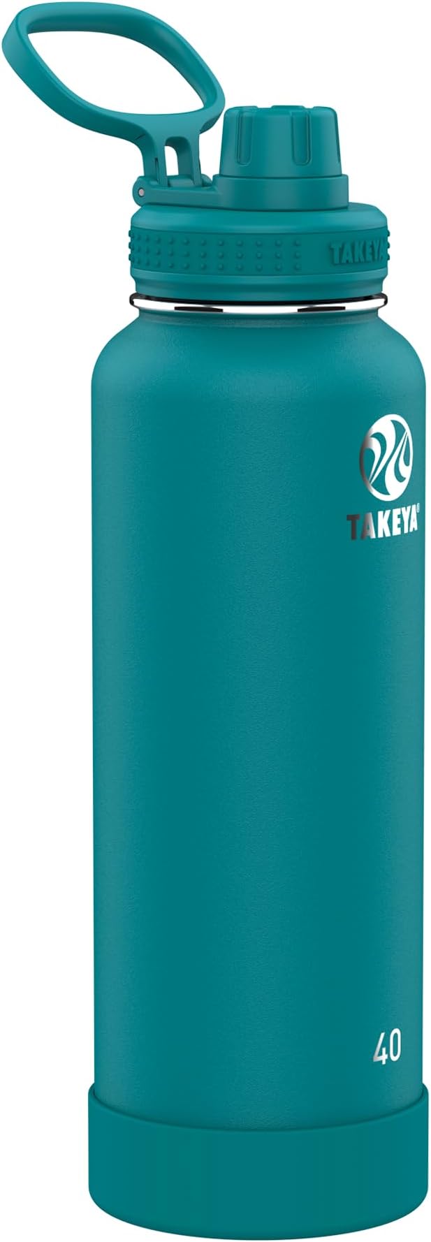 Takeya Actives Water Bottle with Spout Lid - Bottle with Double Stainless Steel Insulation - Dishwasher Safe & BPA-Free - Bottle with Spout Lid & Removable Bumper - 40 oz, Mystic Blue