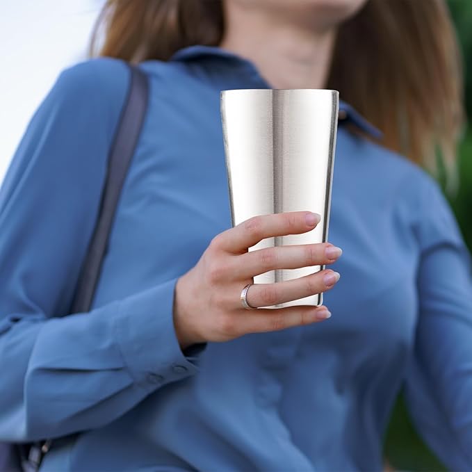 12 Pack 18.6 oz Stainless Steel Insulated Cup, Double Wall Vacuum Metal Cup, Reusable Camping Cups Unbreakable Indoor Outdoor for Party, Home, Office, BBQ, Silver