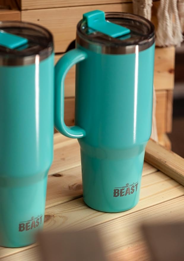Beast 42 oz Tumbler Stainless Steel Vacuum Insulated Coffee Ice Cup Double Wall Travel Flask (Aqua Blue)