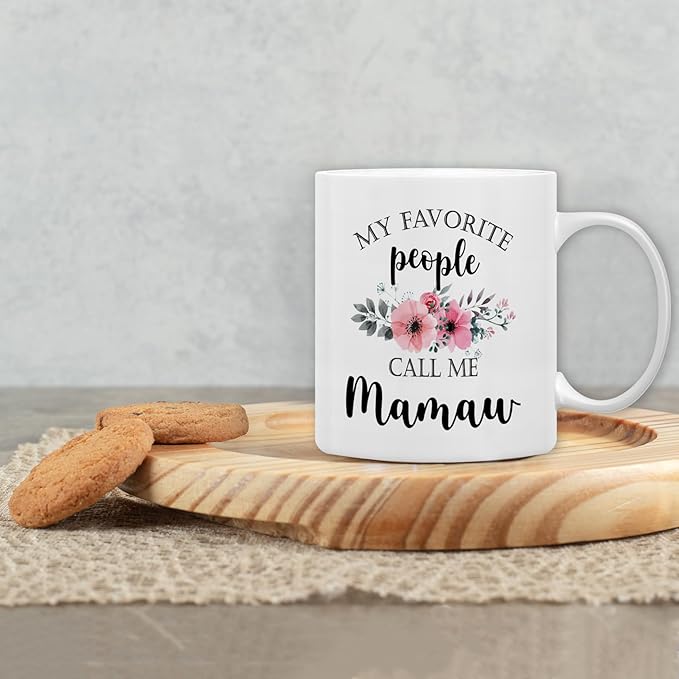 QASHWEY Mamaw Coffee Mug, Mamaw Gifts for Grandma, MamawGifts from Grandkids, Mothers Day Mug Tea Cup Gift for MamawGrandma, My Favorite People Call Me MamawCoffee Cup Ceramic 11oz