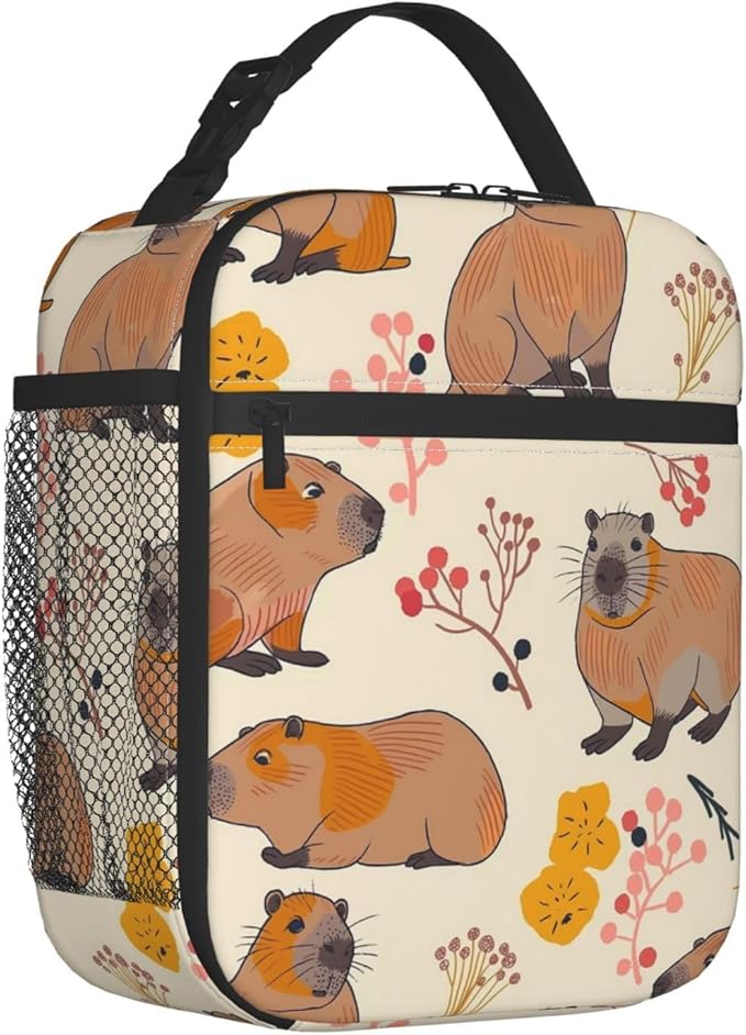 Capybara Lunch Box for Adults Women Girls Boys Kids Cute Animal Lunch Box Insulated Cooler Reusable Lunch Bag Container Gifts for Work Office Picnic Travel School