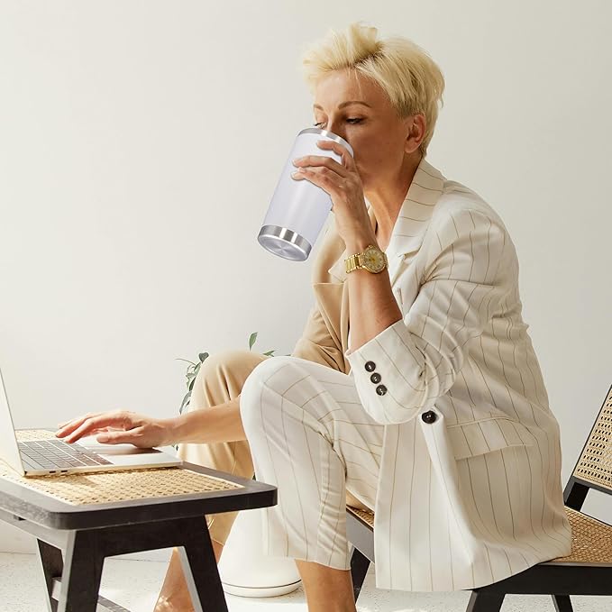 20oz Tumbler Stainless Steel Tumbler Cup with Lid Vacuum Insulated Double Wall Travel Mug, Durable Powder Coated Travel Coffee Tumbler Mug for Hot & Cold Drinks, White,1 Pack