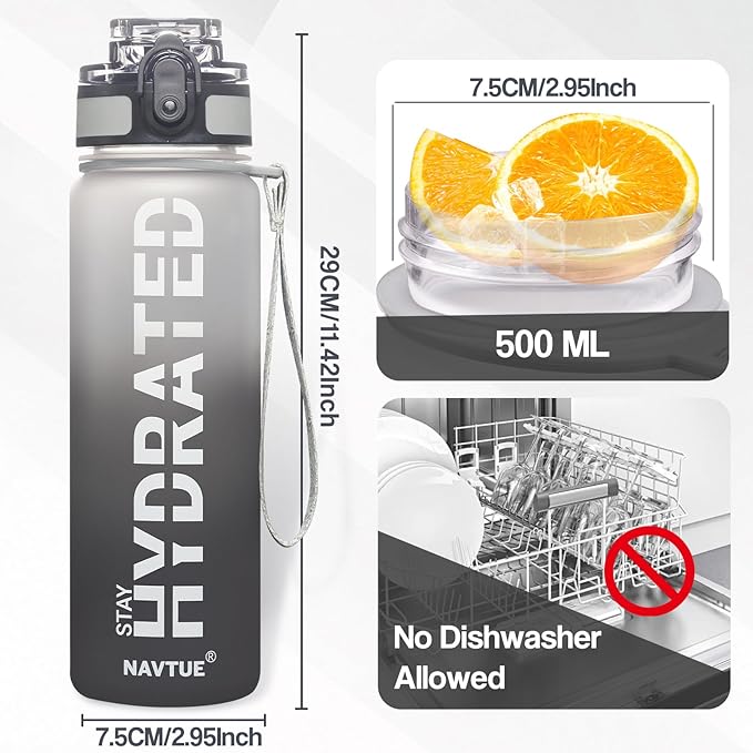 Water Bottle with Carrier Bag, 32 oz Sports Water Bottles with Time Marker Wide Mouth, Motivational and Leakproof Drink Bottle, BPA Free Tritan with Carry Strap for Gym Fitness Outdoor