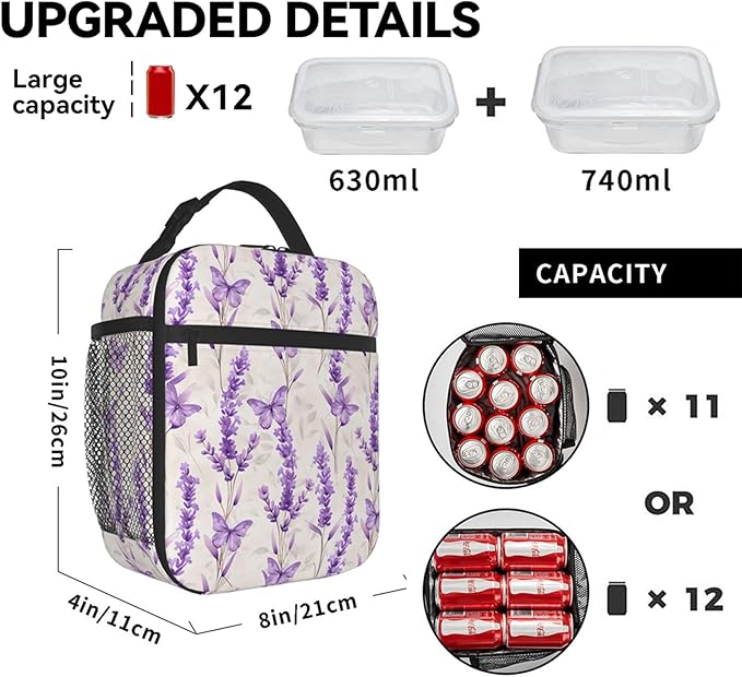 Reusable Autumn Owl Lunch Box for Kids, Insulated Vibrant Floral Bird Bag,Polyester Cooler Animal Lovers Handbags Case for School Picnic Work Travel Beach or Hiking, Gifts
