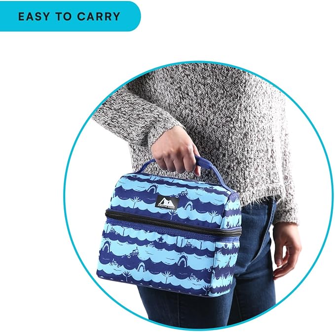 Arctic Zone Kids Lunch Bucket Combo with 210g Ice Pack and Sandwich Container, Deep Shark