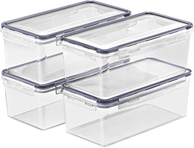 Sorbus Food Storage Containers - Pack of 4 - Air Tight, Four-Way Snap Lids Keeps Food Fresh - Store Cereal, Pasta, Flour, Nuts, Candy - Durable Plastic Kitchen Pantry Bins