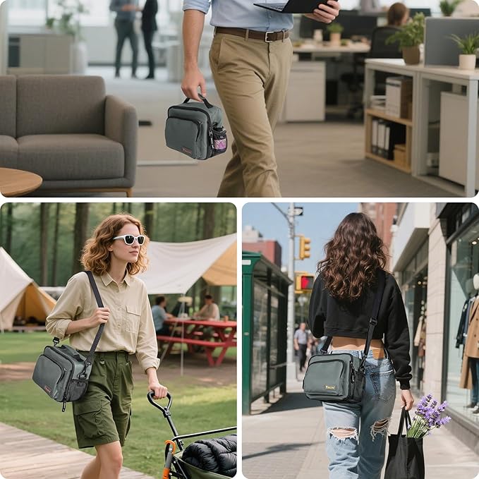 BALEINE Insulated Lunch Bag for Men Women, Leakproof Cooler Bag with Adjustable Shoulder Strap for Work Picnic, Lunch Box for Women Men (Small, Grey)