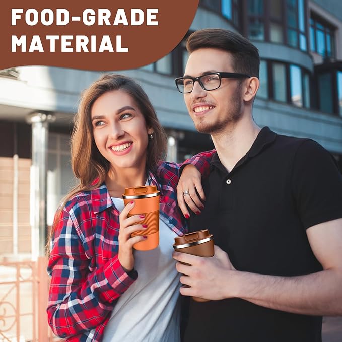 Insulated Coffee Tumblers with Flip Lid 12oz / 17oz, Stainless Steel Travel Coffee Mug Leak Proof, Vacuum Insulated Coffee Mug Reusable Cup, Keeps Cold and Hot for Coffee Tea