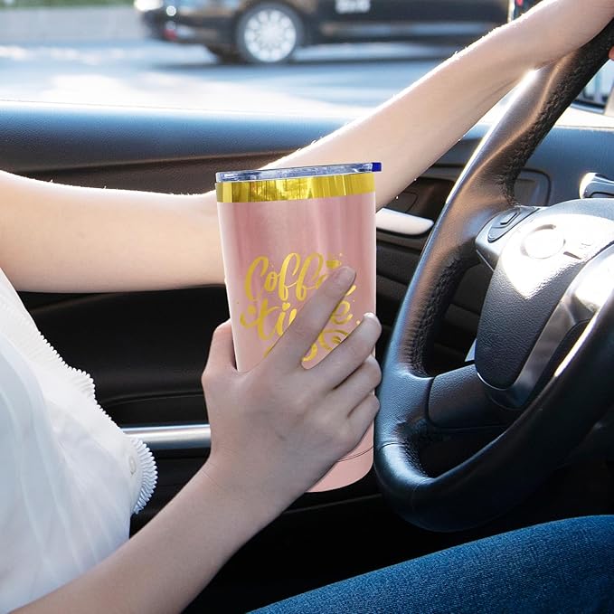 20 oz Tumbler Bulk 4 Pack Stainless Steel Tumblers with Lids and Straws, Double Wall Vacuum Insulated Travel Coffee Mug for Laser Engrave, Powder Coated Cups for Hot and Cold Drinks (Rose Gold,4 pack)