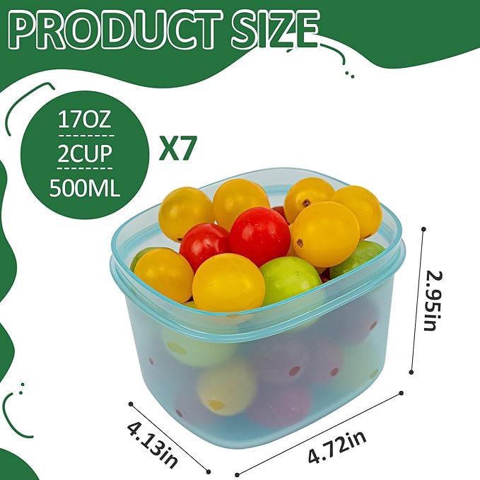 7-Piece Meal Prep Containers — 3.75-Cup Reusable Airtight Plastic Food Storage Containers with Lids, BPA-Free, Microwave/Freezer/Fridge Safe, Stackable Lunch & Leftovers Organizer(500ml)