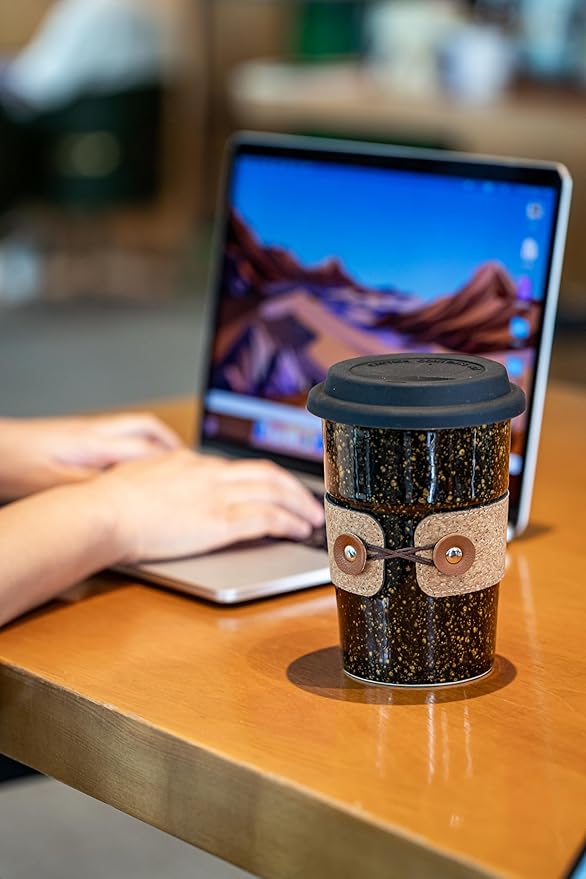 Travel Coffee Mug, Tea Mug, Big Coffee Cups with Lids, No Spill Ceramic Tumbler, Reusable Camping Coffee Mugs for Men & Women, Microwave & Dishwasher Safe, 16.5 oz