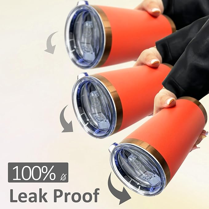 20 oz Tumbler Stainless Steel Tumbler with Lid and Straw, Double Wall Vacuum Insulated Travel Coffee Mug for Laser Engrave, Powder Coated Cup for Hot and Cold Drinks (Orange,1 pack)