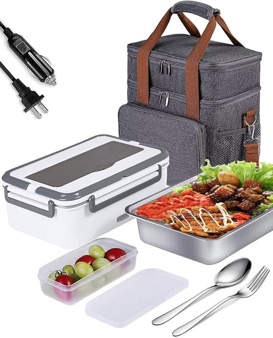 60oz Electric Lunch Box Food Heater 80W, 3 in 1 Heated Lunch Boxes for Adults,Portable Food Warmer Self Heating Box for Men with Large Insulated Lunch Bag for women