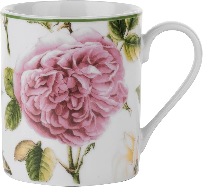 Portmeirion Home Roses 16 Piece Set - Delicate Pink Rose & Butterfly Pattern, Dishwasher Safe Porcelain Dinnerware for Garden Parties, Bridal Showers, Tea Time & Family Gatherings - 10.5" Plates