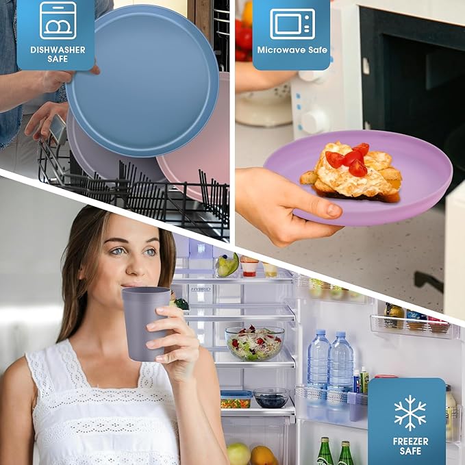 40-Piece Unbreakable Kids Dinnerware Set for Toddlers & Children, BPA-Free & Easy-Clean PP Plates and Bowls, Microwave & Dishwasher Safe, Complete Family Pack (Service for 8)