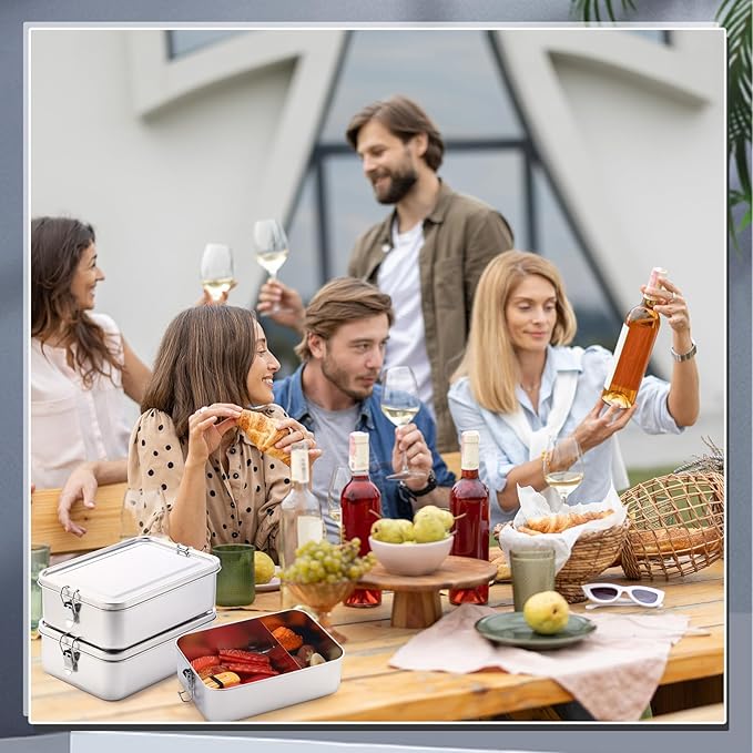 Umigy 1 Pcs Stainless Steel Food Containers 1400ml Metal Bento Lunch Box Stainless Steel Food Storage Containers, Lockable Clips to Leak Proof, Reusable Dishwasher Snack Boxes for Work