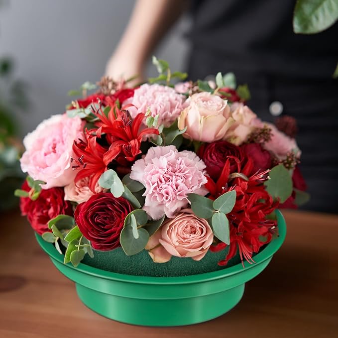 8 Packs Green Floral Foam Rounds in Bowls DIY Flower Arrangement Kit for Fresh and Artificial Flowers, 4.7 Inch Diameter, Simple Style, Flower Foam, ARTIFICIAL PLANT