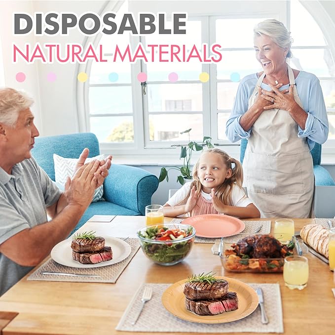 Zhehao 60 Pcs Sage Green Dusty Pink Paper Plates 9 Inch Disposable Summer Plates Party Decoration for Birthday Picnic Spring Wedding Baby Shower