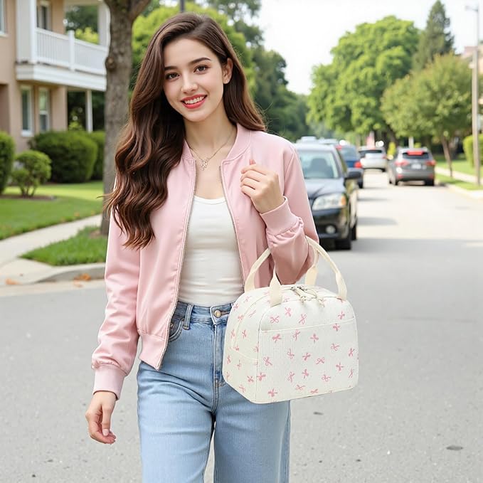 Bluboon Lunch Bag for Women Men Cute Corduroy Lunch Tote Bags Reusable Insulated Lunch Box Large Capacity Reusable Insulated Cooler for Work Picnic or Travel