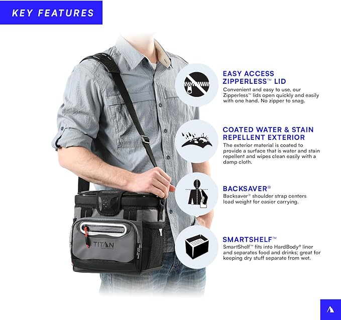 Titan by Arctic Zone Deep Freeze Cooler - Zipperless Hardbody Cooler - Deep Freeze Insulation, HardBody Liner, and SmartShelf