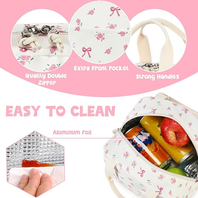 Bluboon Lunch Bag for Women Men Cute Lunch Tote Bags Reusable Insulated Lunch Box Large Capacity Reusable Insulated Cooler for Work Picnic or Travel