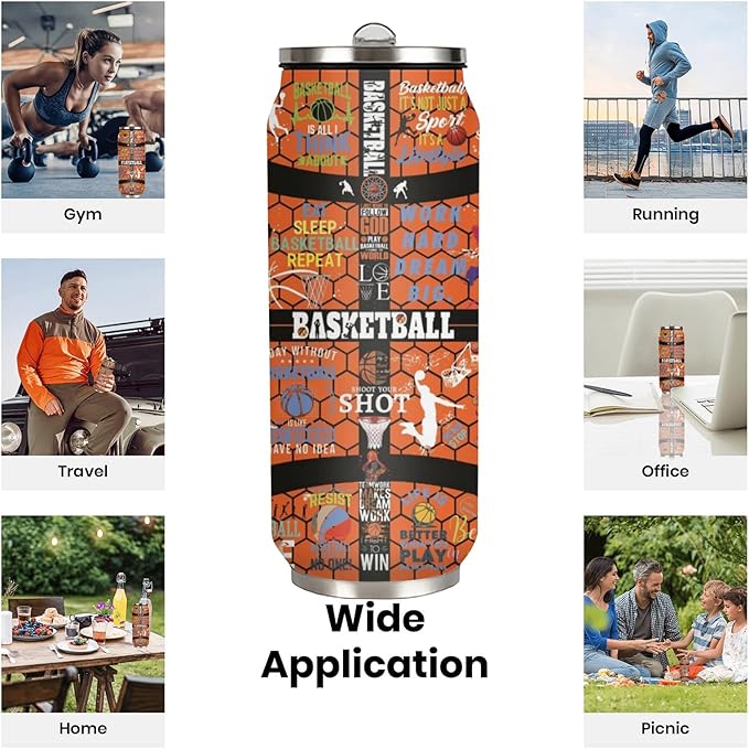 Basketball Tumbler Travel Cup With Lid - Stainless Steel Vacuum Coffee Mug 17 Oz - Basketball Gifts