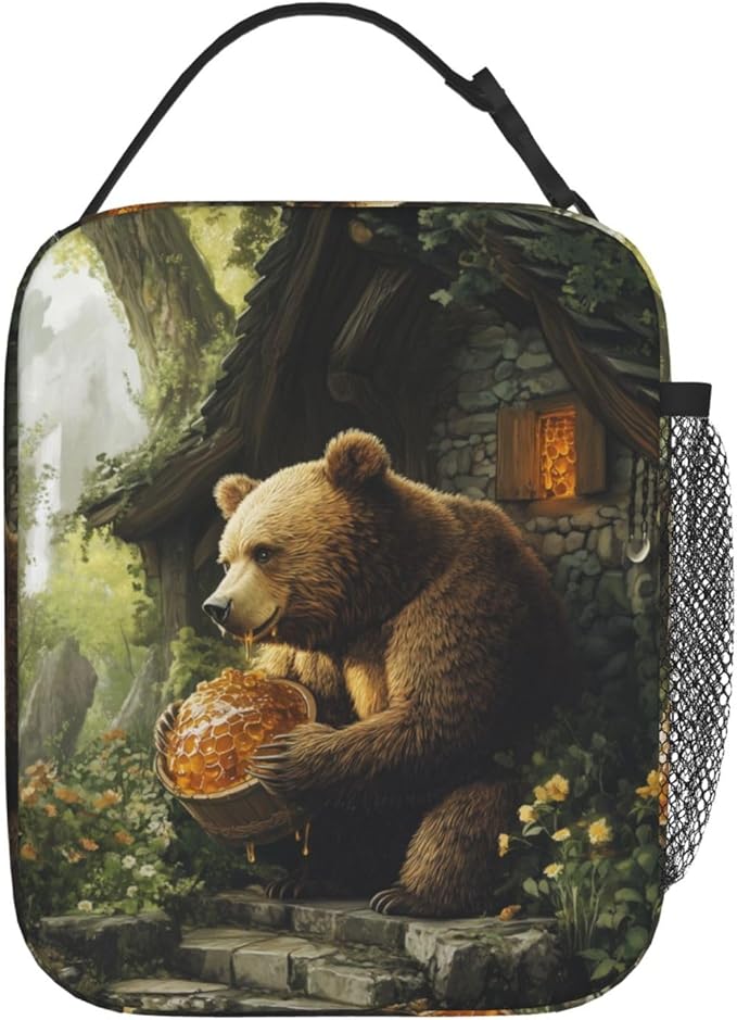 Bear Insulated Lunch Box for Women Men Bear Lunch Bag for Work,Picnic,Travel,Hiking,Beach Polyester