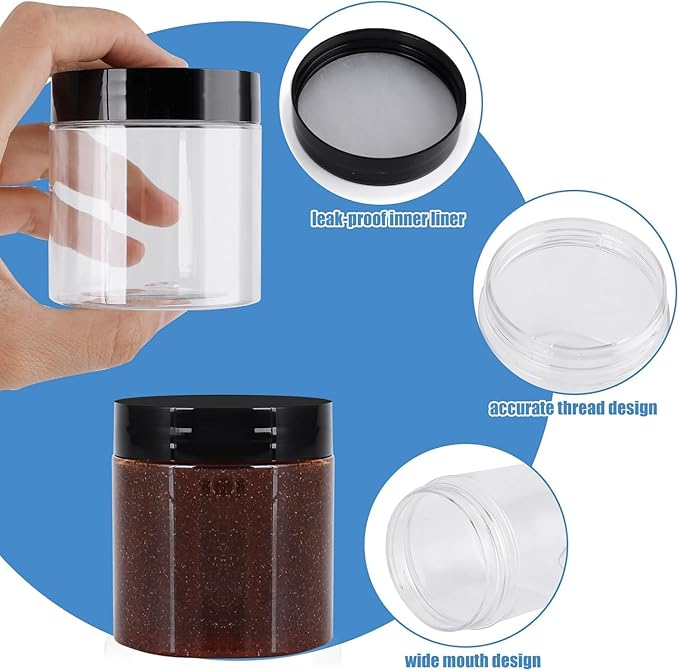 75 Pack 4 Oz Plastic Containers with Lids, OBKJJ Clear Travel Size Leak Proof Makeup Travel Containers BPA Free Cosmetic Slime Jars for Lotion, Cream, Body Butter, Makeup, Ointments (75)