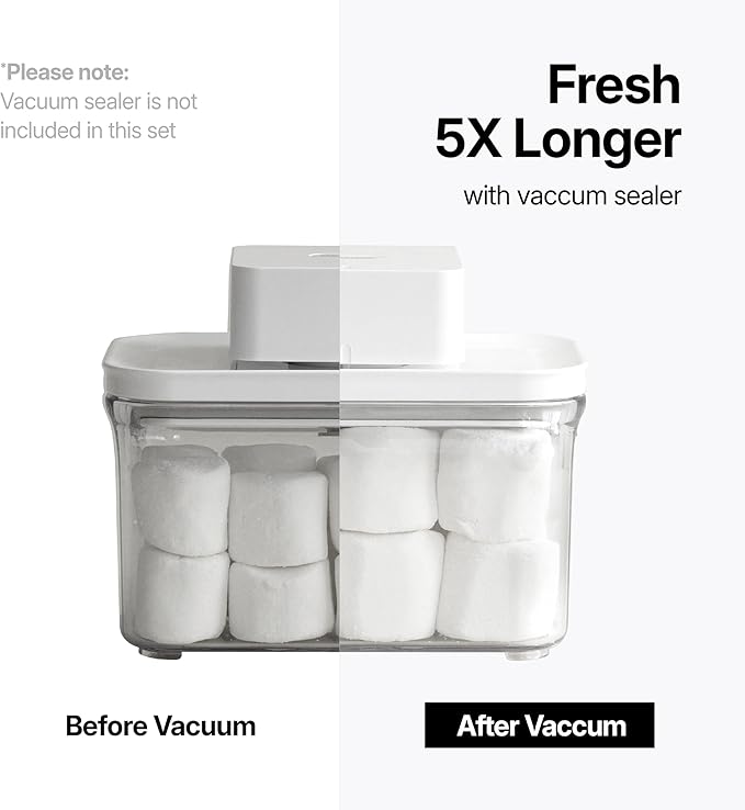 VAKUEN Premium Airtight Food Storage Containers, Mini Square 3pc/set(0.32qt), Smart One-Click Seal Lid, No Hinges, 100% Leak Proof, BPA-FREE, Dishwasher, Freezer & Microwave Safe