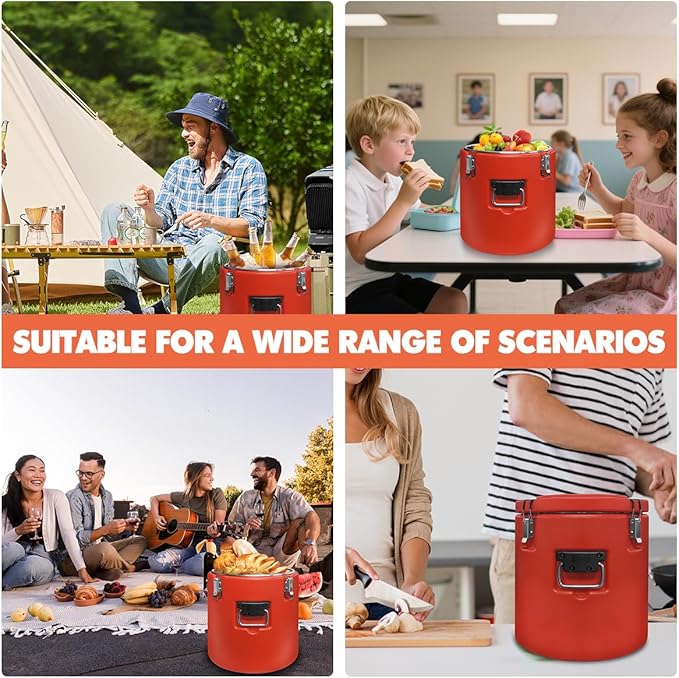 21QT Insulated Soup Container Commercial Food Warmer for Hot or Cold Food,5 Gallon Hot Box for Catering, Food Cooler with 4 Buckles, Handles,Soup Carrier for Restaurant, Canteen, Home