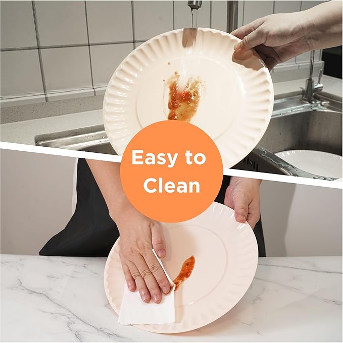 TP 8-Piece Melamine Plates Set, 10.5" & 8" Lightweight Reusable Dinner Plates for Picnic, Party & Outdoor Dining, Unbreakable Dishwasher Safe Tableware, Light Pink