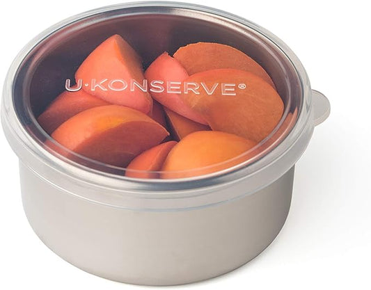 U Konserve Stainless Steel Round Food Storage Bento Box Container, Leak Proof Silicone Lid Dishwasher Safe - Plastic Free, 9oz