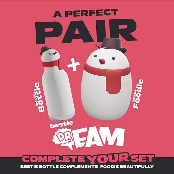 Bestie Foodie Kids Insulated Food Jar – Cute Character Lunch Container for Children, BPA-Free Stainless Steel, Leakproof & Vacuum Sealed, Keeps Food Hot or Cold, Easy to Clean, 16oz