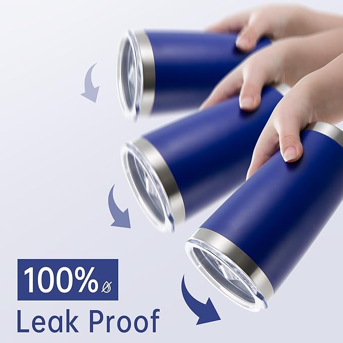 20 oz Tumblers Bulk Stainless Steel Tumbler with Lid Double Wall Vacuum Insulated Coffee Mug 20oz Powder Coated Cup for Hot and Cold Drinks (Blue, 12 pack)