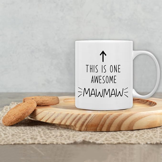 QASHWEY Mawmaw Gifts Mug, Mawmaw Grandma Gifts from Grandkids Grandchildren Coffee Mug, Mothers Day Coffee Mugs Tea Cup Gift for GrandmaMawmaw, This is One AwesomeMawmaw CoffeeCup Ceramic 11oz