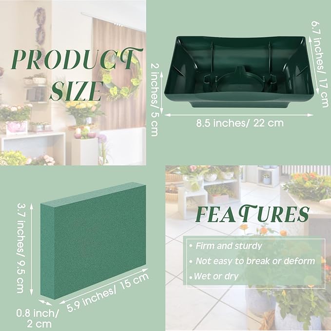 Sabary 18 Pack Large Size 8.5 x 6.7 Inch Floral Foam Bowl Floral Arrangements Supplies Foam in Bowls Flower Bowl with Blocks Kits for Table Party Wedding Festival Flower Holiday Decorating