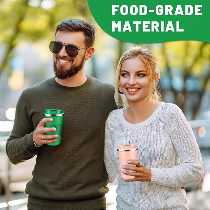 Insulated Coffee Tumblers with Flip Lid 12oz / 17oz, Stainless Steel Travel Coffee Mug Leak Proof, Vacuum Insulated Coffee Mug Reusable Cup, Keeps Cold and Hot for Coffee Tea