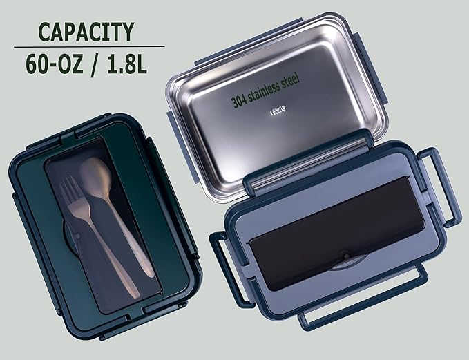 60oz Electric Lunch Box Food Heater, Heated Lunch Box for Adults Men, 12v/24v/110v Portable Food Warmer 80W Self Heating Lunchbox for Work Car Truck With Insulated Lunch Bag