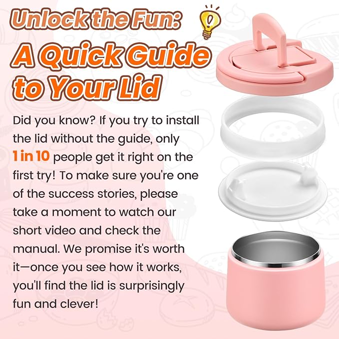 Soup Thermo for Hot Food Kids 14oz Lunch Containers with Buckle Lid Wide Mouth Hot Food Jar Vacuum Insulated Stainless Steel Bento Box Leakproof with Spoon(Pink)