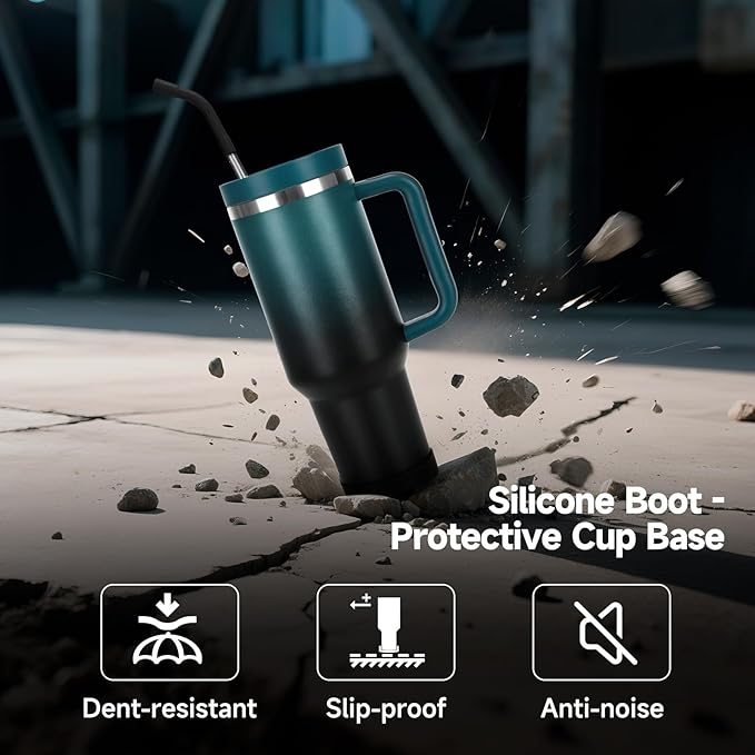 40oz Tumbler with Handle and Straw Spout 2-in-1 Lid, Spill Leak Proof Insulated Travel Cup Traveler Water Mug Keep Cold Hot, Dishwasher Safe Stainless Steel Bottle Gifts for Women Men, Indigo Black