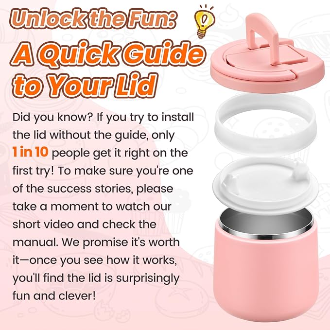 Soup Thermo for Hot Food 20oz Lunch Containers with Buckle Lid Wide Mouth Hot Food Jar Vacuum Insulated Stainless Steel Bento Box Leakproof with Spoon(Pink)