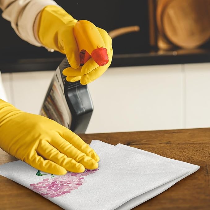 Pink Hydrangea Flowers Floral Kitchen Towels Set of 2 - Flowers Decorative Hand Towels for Bathroom, Pink Hydrangea Decor Dish Towels for Kitchen, Floral Hand Towels, 16x24