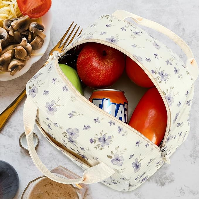 Bluboon Lunch Bag for Women Men Cute Corduroy Lunch Tote Bags Reusable Insulated Lunch Box Large Capacity Reusable Insulated Cooler for Work Picnic or Travel