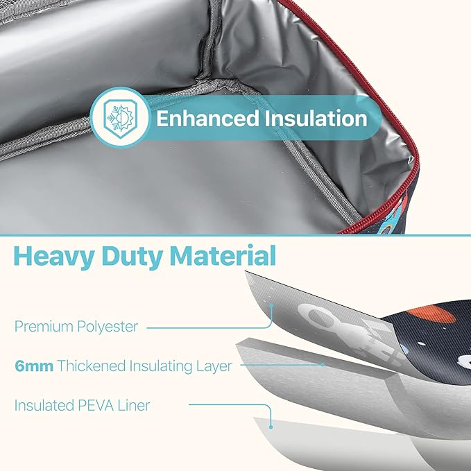 Bagseri Kids Lunch Bag Boys - Insulated Lunch Box for Kids Reusable Leak-Proof Boys Lunch Bag Toddler Lunch Box for Daycare and School, Space Astronaut