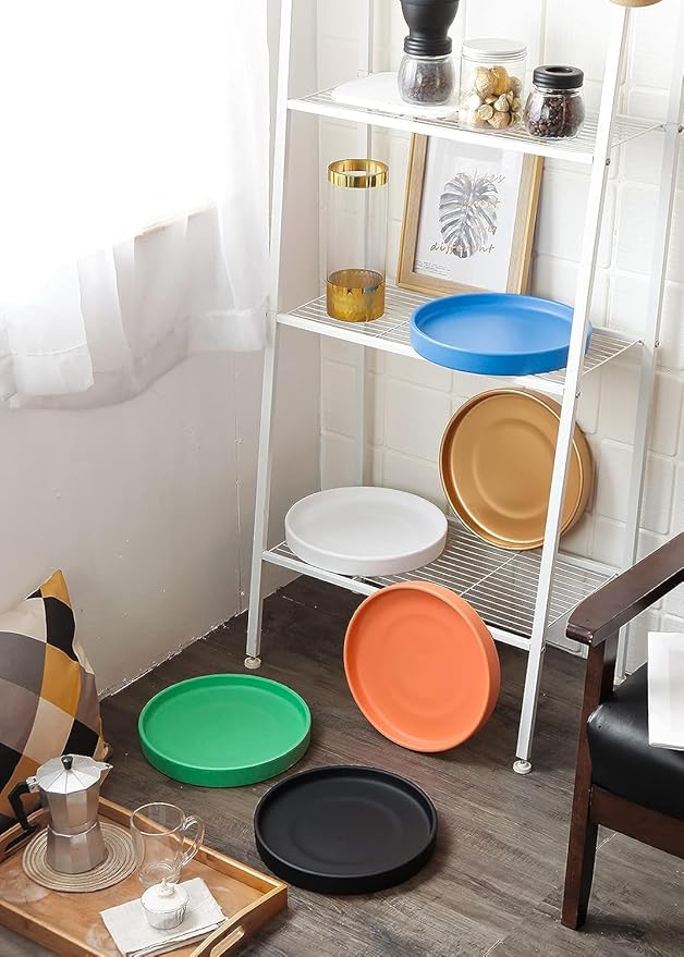 15 Inch Ceramic Saucer - Ceramic Drainage Tray for Plant Pot (Matte Black)